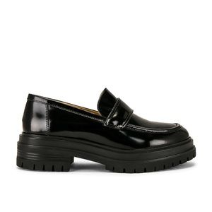 TONY BIANCO leather chunky loafers in black hi shine